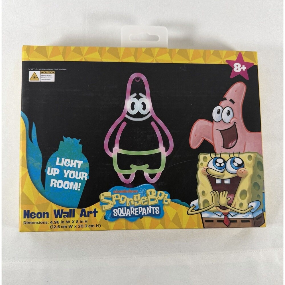 Nickelodeon LED Neon Wall Art Patrick Star SpongeBob Battery Powered 8x4.96 in